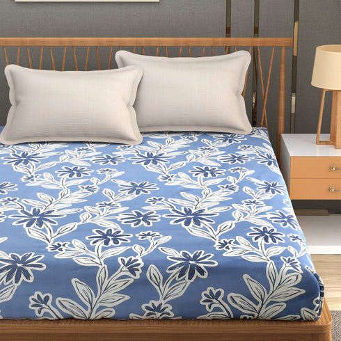 Bright King Size Bedsheet with Pillow Covers Grey